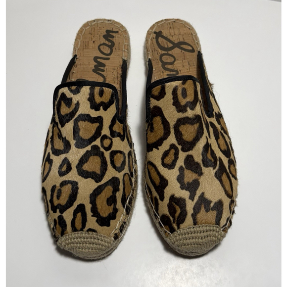 Sam Edelman Kerry Leopard Print Leather Fabric Espadrille Mule Slip On Size 9 M - Picture 6 of 13